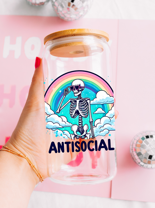 Anti-Social - 16oz Iced Coffee Glass Cup