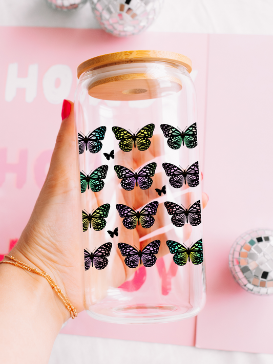 Butterflies - 16oz Iced Coffee Glass Cup